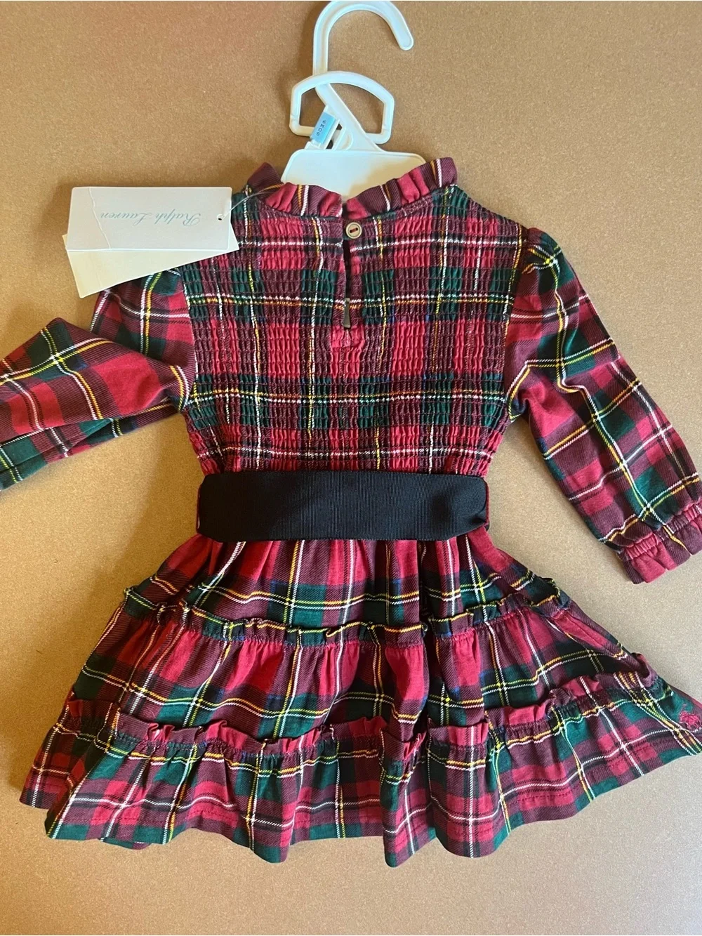 Polo Ralph Lauren Infant Baby Ruffled Trim Plaid Dress. Size 6 Months New W/Tags